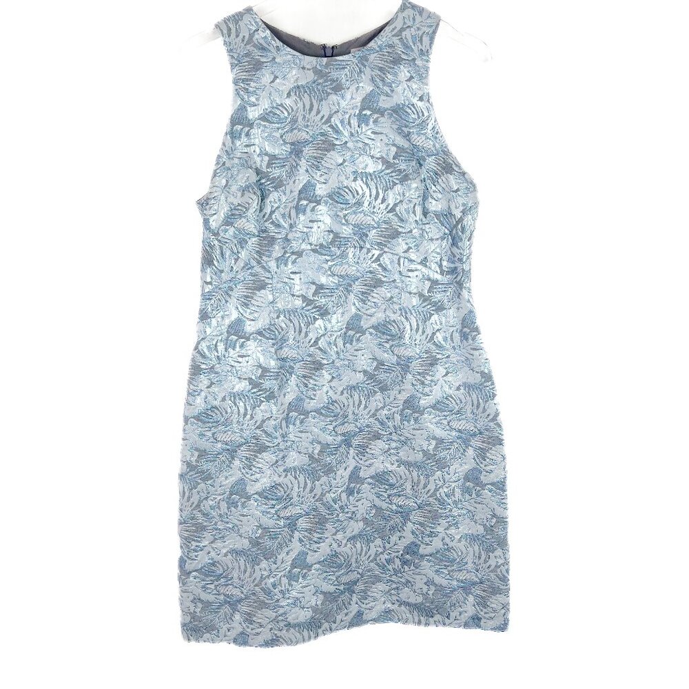 Brocade Jacquard Blue Patterned Women's Dress